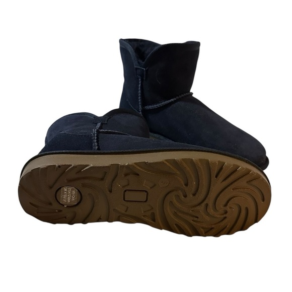 Cozy Navy Blue Mini Shearling Ankle Boots 6 - Picture 9 of 12